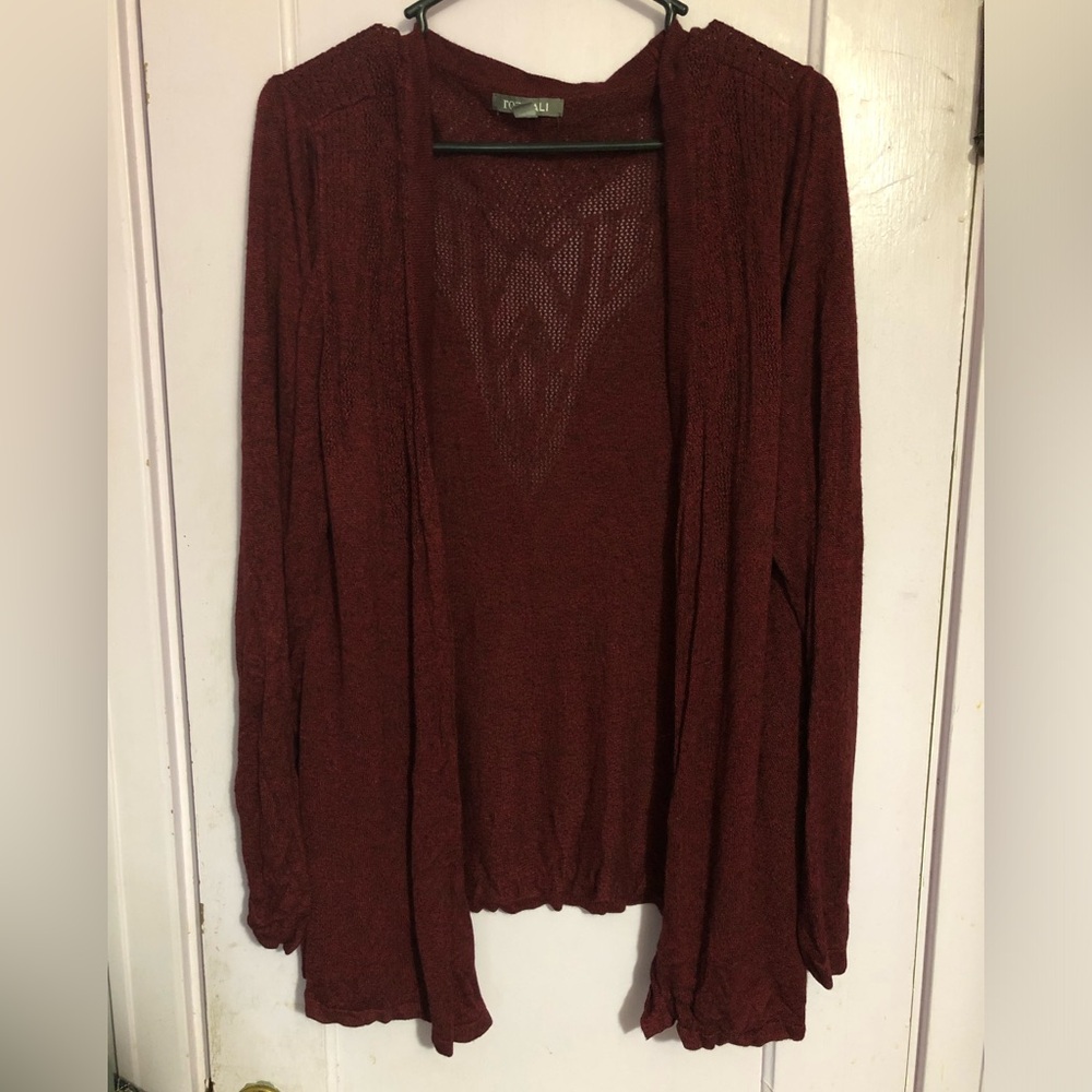 Roz & Ali maroon cardigan